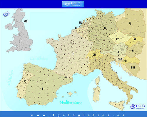 TGC Mapa C�digos Postales  Europa | Transporte
